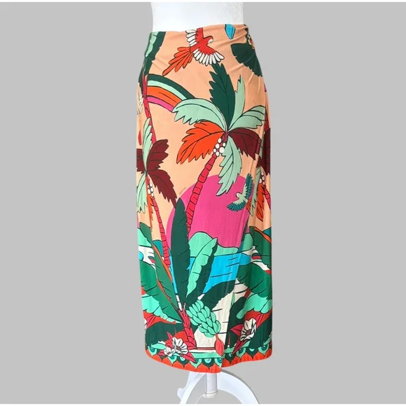 Farm Rio Anthropologie Tropical Wrap Skirt Medium - Picture 2 of 9